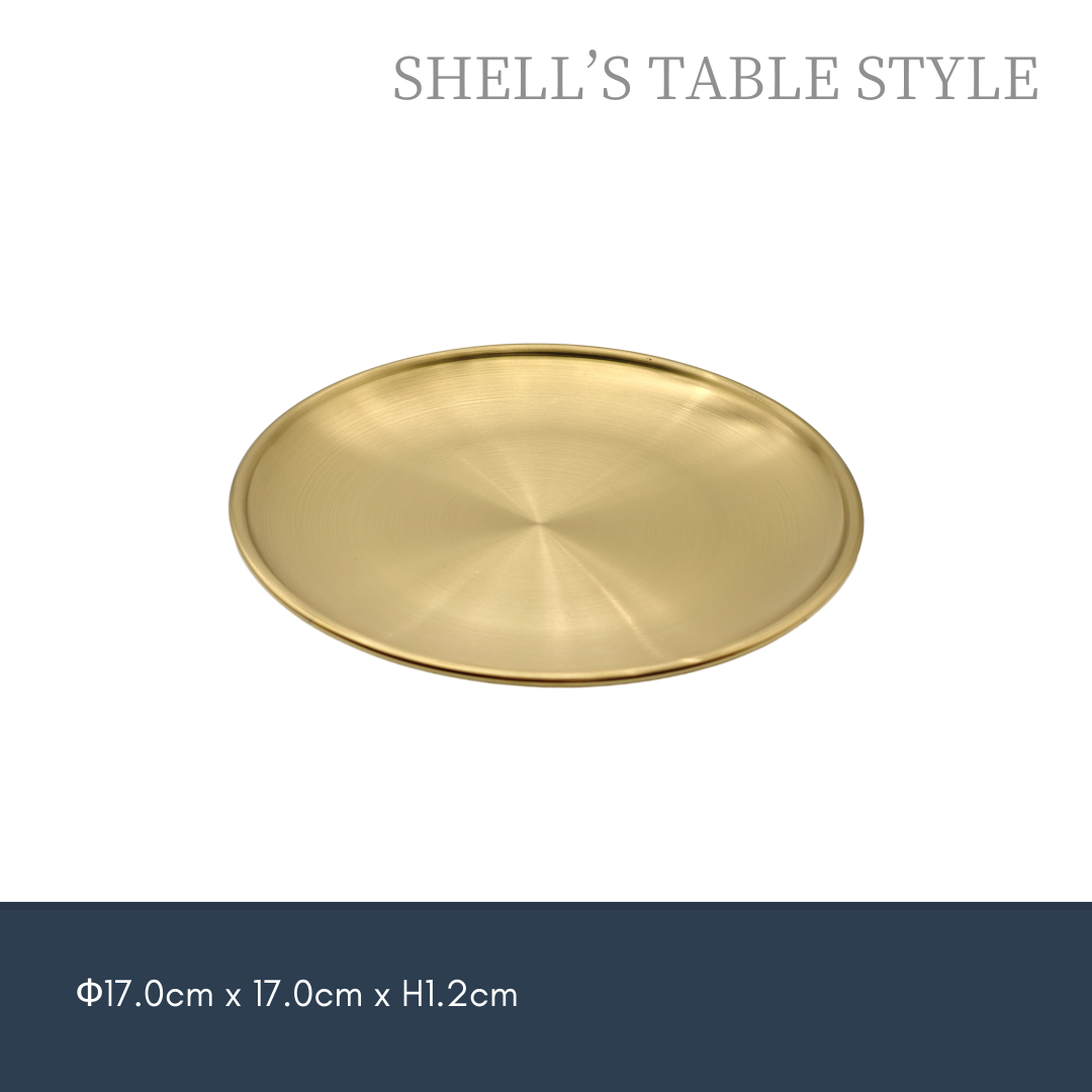 Dĩa tròn inox không gỉ màu vàng 17cm